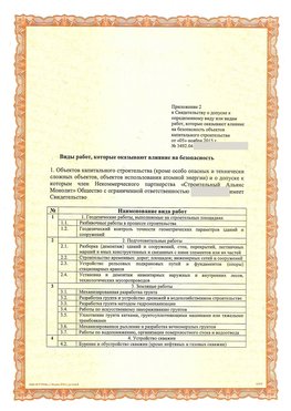 Приложение к свидетельству о допуске к определенному виду или видам работ Горно-Алтайск СРО в строительстве